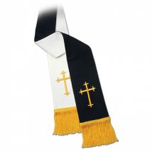 Clergy Stole 11728 - Reversible Black/White w/Cross