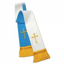 Clergy Stole 11730 - Reversible Blue/White w/Cross