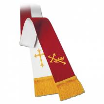 Clergy Stole 11734 - Reversible Red/White w/Symbols